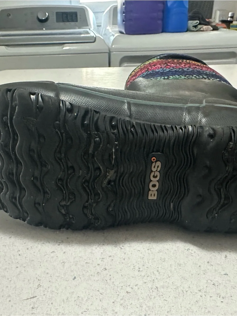 Black Rain Boots with Rainbow Speckle Handle BOGS size 7